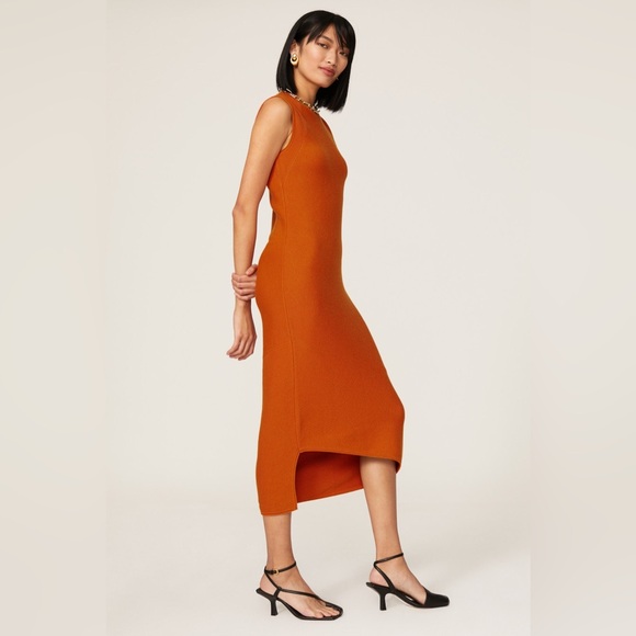 Victor Alfaro Asymmetrical Orange Dress - Picture 2 of 6